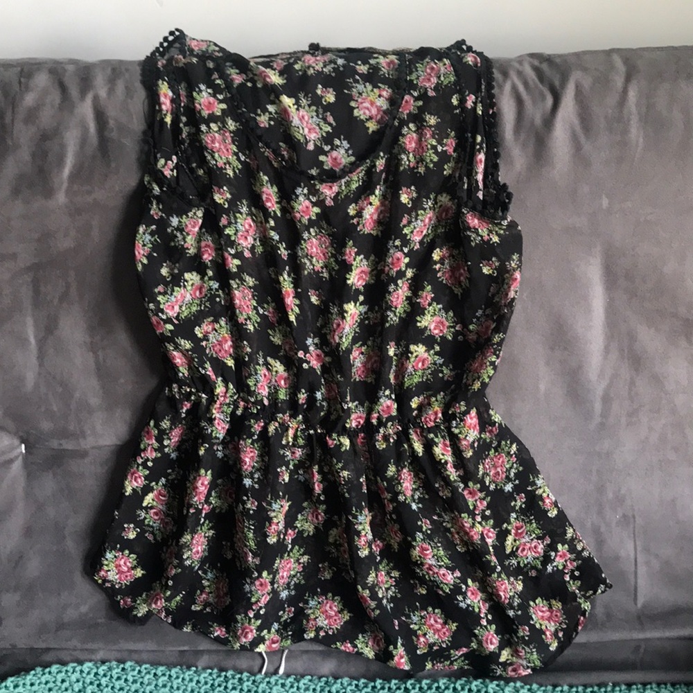 Sheer floral babydoll tank